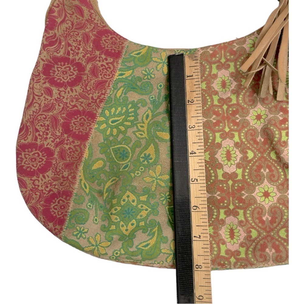 VTG Fossil Studded Patchwork
Leather Suede Hobo Shoulder Handbag DBL Sided - Picture 8 of 13